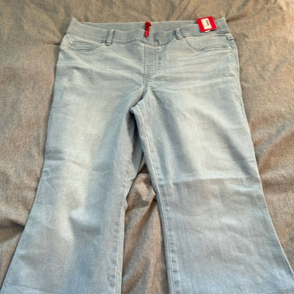 SPANX Blue Flare Wide Leg Jeans